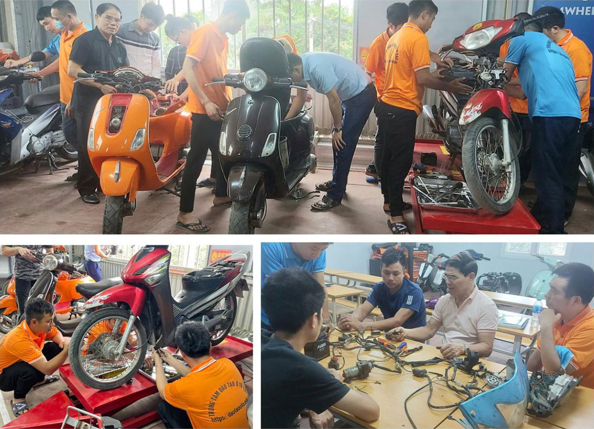 Học thực hành sửa chữa xe máy - xe máy điện